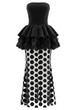 Strapless Floral Peplum Maxi Dress Black