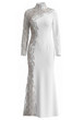 Long Sleeve Sequin Pearl Maxi Dress White