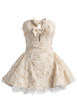 Strapless Bow Detail Floral A Line Dress Ivory