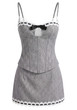 Lace Trim Two Piece Dress Grey