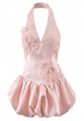 Halter Floral Bubble Dress Pink