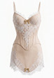 Lace Insert Corset Two Piece Dress Nude