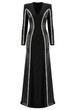 Long Sleeve Crystal Trim Maxi Dress Black