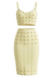 Studded Structured Midi Two Piece Dress Yellow