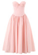 Strapless Bustier A Line Midi Dress Pink