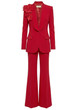 Long Sleeve Floral Detail Suit Red