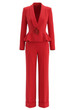 Long Sleeve Peplum Suit Red