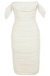 Bardot Ruched Midi Dress White