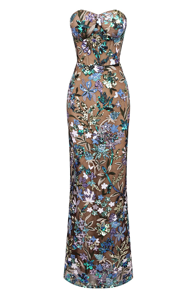 Maxi Strap Dress Green Floral