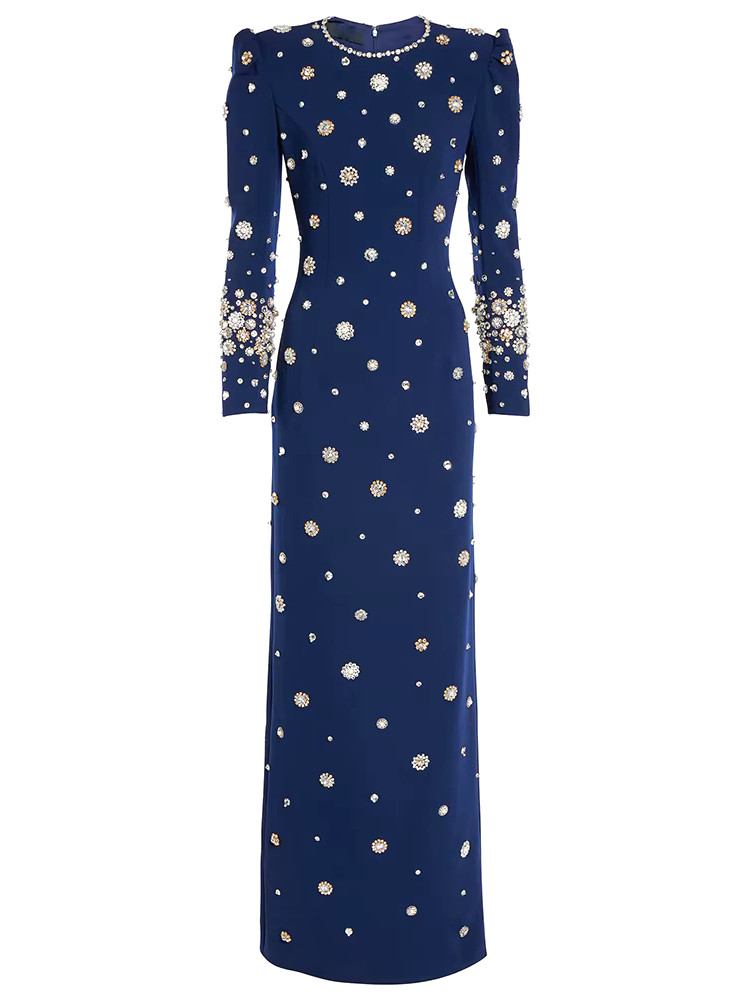 FRILL SLEEVE LONG DRESS CRYSTAL CASTLE