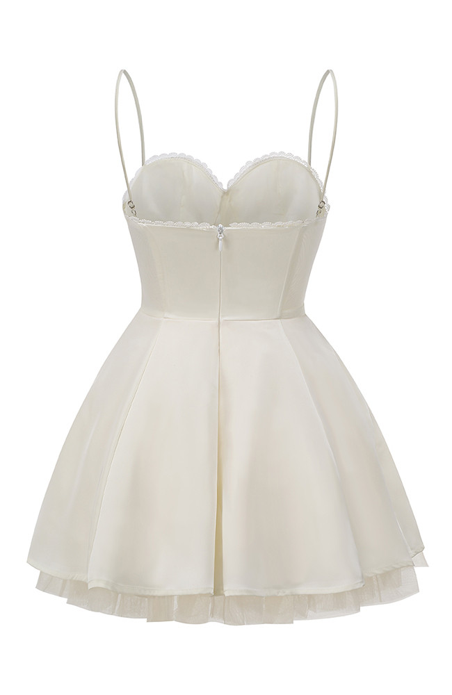 Lace Detail Bustier A Line Dress Ivory - Luxe A Line Dresses and