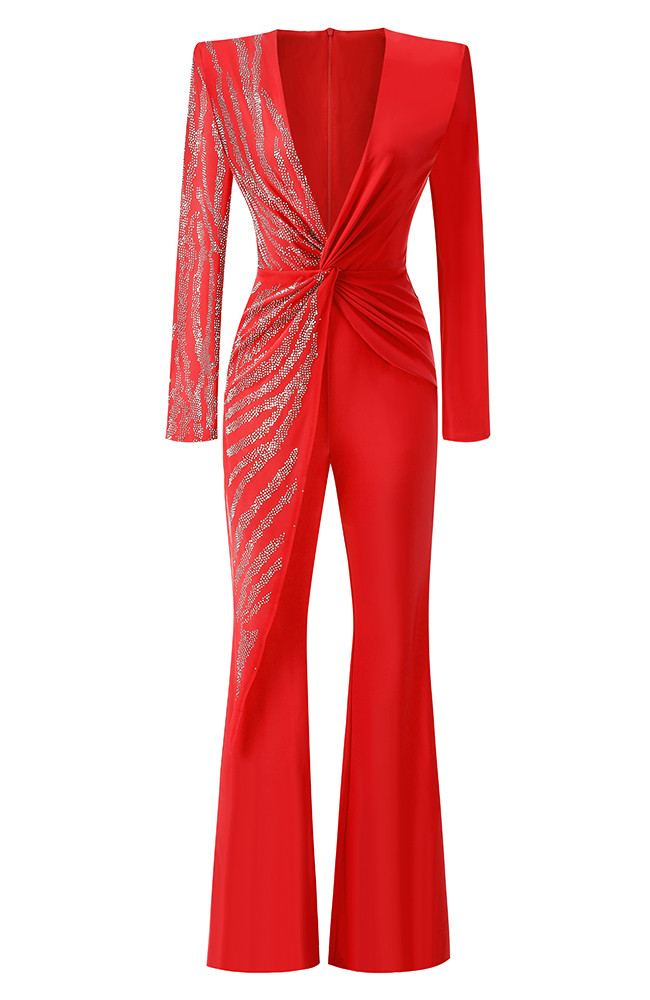【送料&関税込】SportMax All-over Embellished Long-sleeved D Long_Sleeve_Embellished_Jumpsu