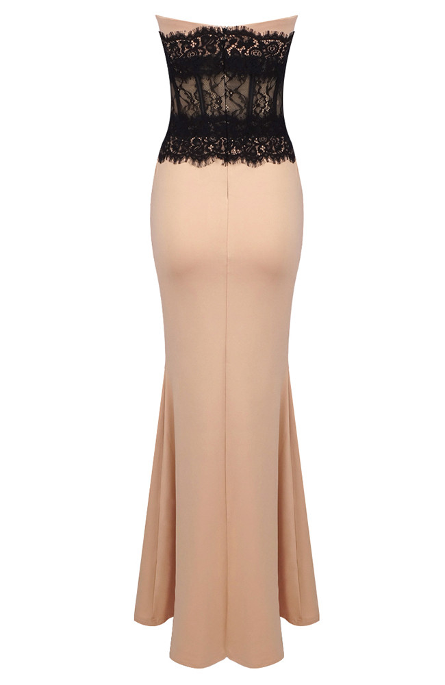 Robe De Soirée Longue BCBG Max Azria - Dos Nu (strapless) - Taille XS - Marron/Nude - NEUVE Avec étiquette