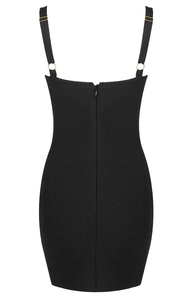 ●depound● Strappy bustier dress black DP2436OP009MBBFR Scalloped Bustier Dress Black - Luxe Little Black Dresses