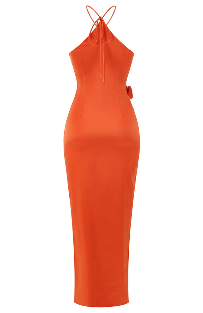 Halter Floral Maxi Dress Orange - Luxe Maxi Dresses and Luxe