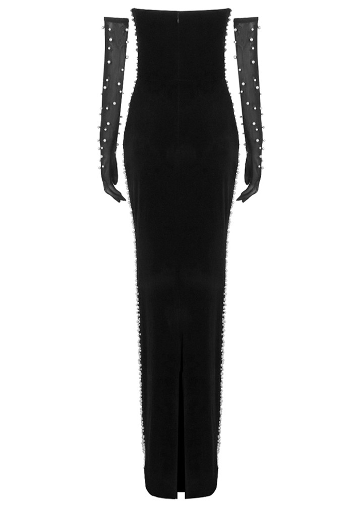 ●depound● Velvet Strap Bustier Dress Black DP249NOP005MBBF Scalloped Bustier Dress Black - Luxe Little Black Dresses