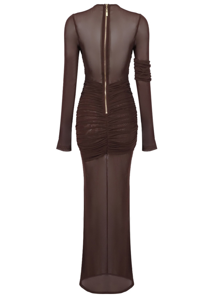 リルアー　drape design dress M-Long brown リルアー drape design dress M-Long brown リルアー drape