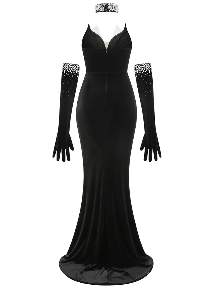Strapless Pearl Detail Maxi Velvet Dress Black - Luxe Velvet Strapless Pearl Detail Maxi Velvet Dress Black - Luxe Velvet