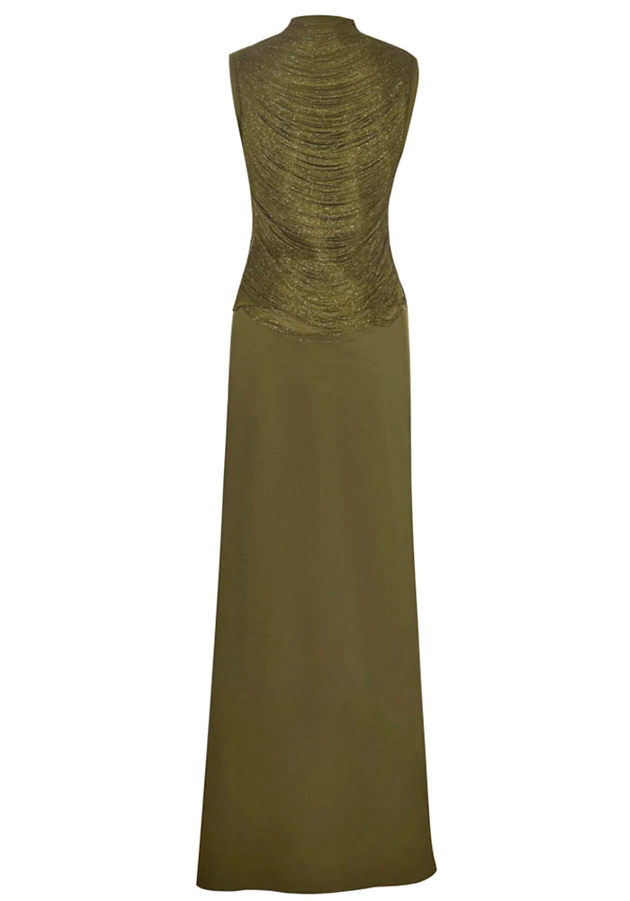 Sparkly Tassel Maxi Two Piece Dress Green - Luxe Maxi