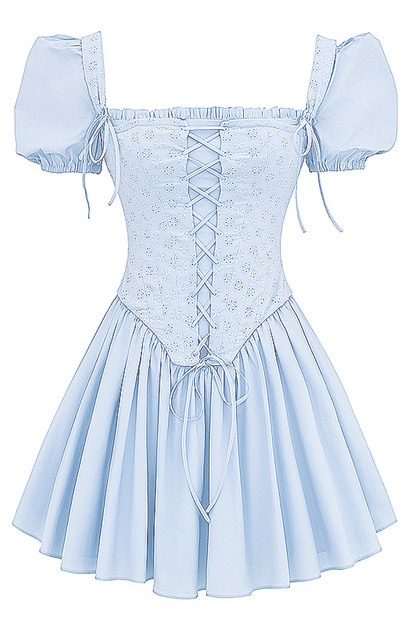 Fitted Corset Top A-line Short Dress Teal