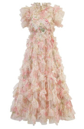 Ruffle Detail A Line Maxi Dress Floral