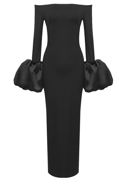 Long Sleeve Bardot Maxi Dress Black - Luxe Maxi Dresses and Luxe Party  Dresses