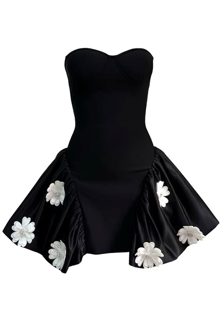 Floral A-Line Mini Dress with Tie Straps - Effortless Elegance
