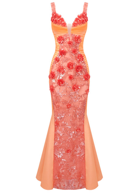 Floral Sequin Maxi Dress Orange - Luxe Maxi Dresses and Luxe Party Dresses