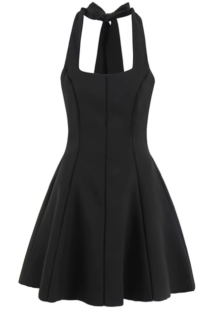 Halter Backless A Line Dress Black - Luxe Skater Dresses and Luxe Party  Dresses