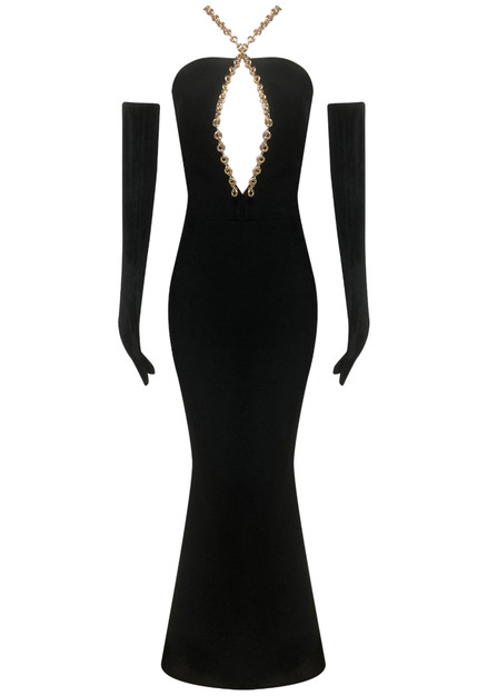 HALTER CHAIN BACK MAXI DRESS main image 0