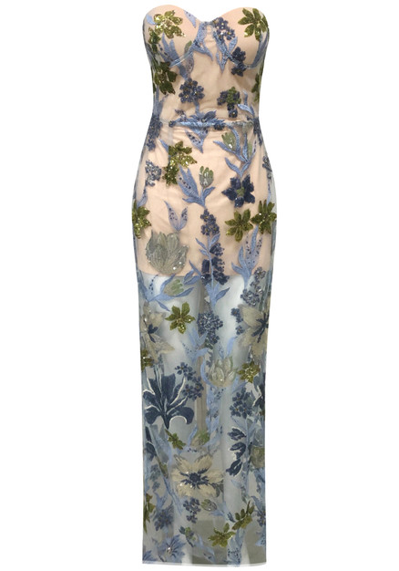 sachin and babi light blue dress Blue Vanilla Ivory Embroidered Maxi Dress With Adjustable Straps