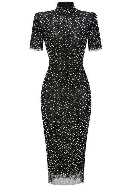 Short Sleeve Crystal Mesh Maxi Dress Black - Luxe Maxi Dresses and Luxe Party Dresses Short Sleeve Crystal Mesh Maxi Dress Black - Luxe Maxi Dresses and Luxe Party Dresses