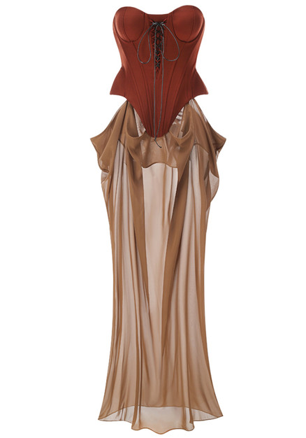 Strapless Corset Draped Maxi Dress Brown - Luxe Corset Dresses and Luxe Party Dresses Strapless Corset Draped Maxi Dress Brown - Luxe Corset Dresses and Luxe Party Dresses