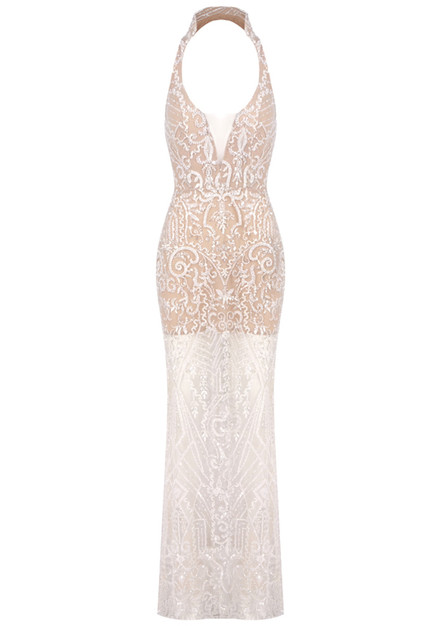 meshki white maxi dress Willow Off Shoulder Satin Maxi Gown - White
