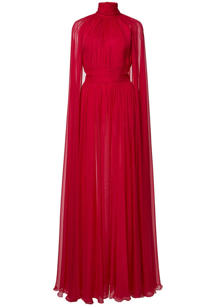 open lace back dress 21SIX Red Esther Silk Cape Maxi Dress main image 0
