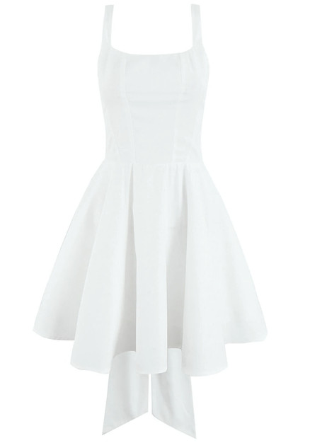slim fit dress slacks Pleats and Flare Stretchy Linen Mini Dress - White main image 1