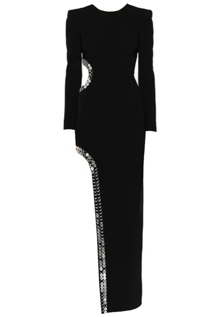 long sleeve mirror dress ASHLEYlauren 4673 Mirror Beaded Feather Cocktail Dress