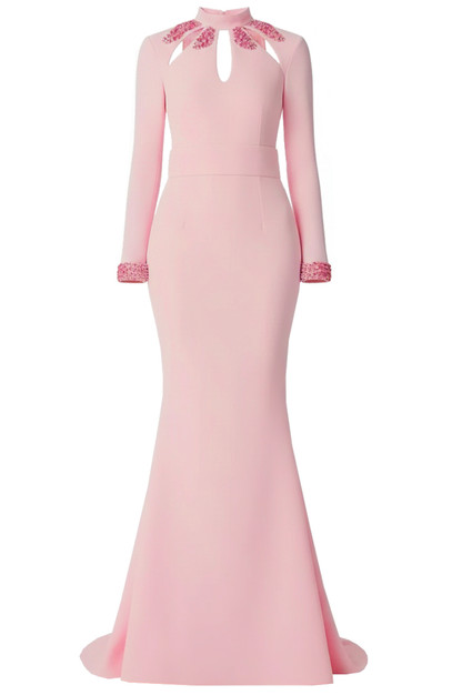 knit sequin long sleeve dress in pink Sleeved Pink Sequin Mini Homecoming Dress main image 0
