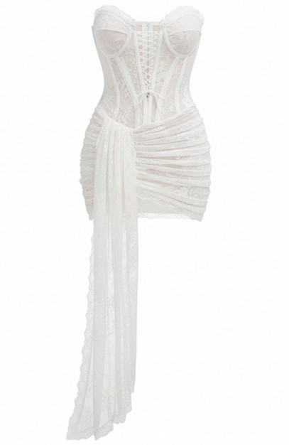 Strapless Lace Bustier Corset Dress Ivory Strapless Lace Bustier Corset Dress Ivory