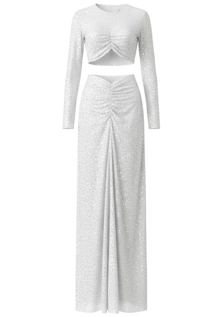 ruched white long sleeve dress Breanna White Long Sleeve Ruched Maxi Dress
