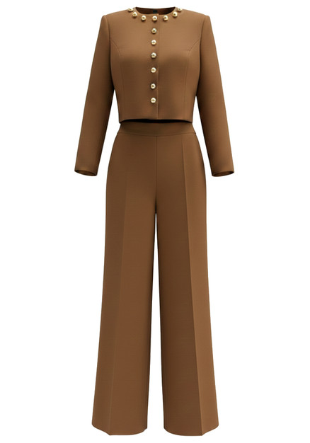 women's brown dress suit Dark Brown 3-Piece Women's Suit Set  Sophisticated Formal Wear 42 / 34