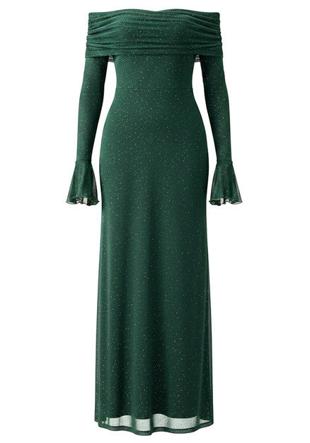 Long Sleeve Sparkly Bardot Maxi Dress Green - Luxe Maxi Dresses and Luxe  Party Dresses