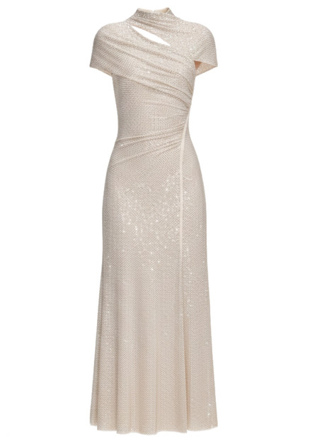 Short Sleeve Sparkly A Line Midi Dress Ivory Short Sleeve Sparkly A Line Midi Dress Ivory