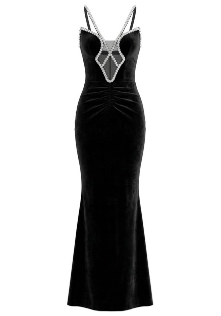 long sleeve v neck bodycon dress 525 America Allison: Maxi Lace Up Back Dress Black / XS main image 1