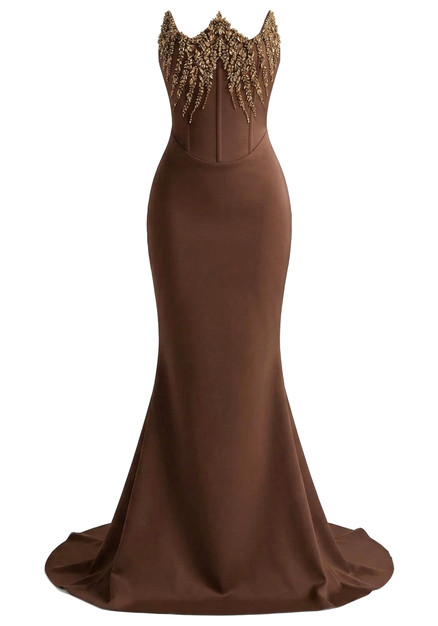 brown corset formal dress Sherri Hill Peekaboo Corset Prom Dress 56574 main image 1