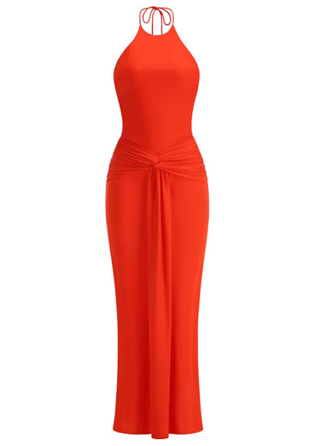 strapless open back dress Coral Open Back Bodycon Dress main image 1