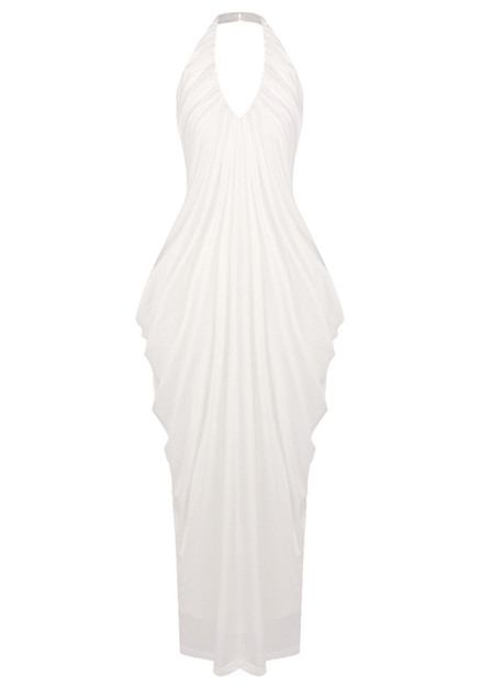 draped halter dress white Halter Draped Maxi Dress White