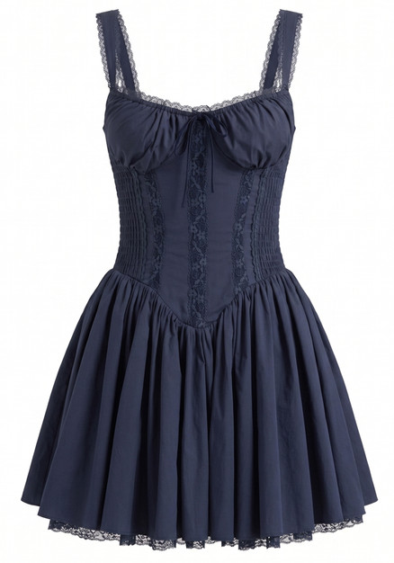 navy blue dress with cream lace Corset Waist Sleeveless Lace Sweetheart, Daniella Corset Maxi Dress in Navy, Size XL, For Prom & Homecoming Or Wedding Guest