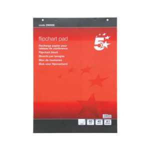 Flipchart Pad 40 Sheets 70gsm Punched 2 holes Pack of 5