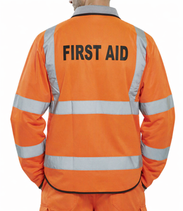 Long Sleeve Class 3 Waistcoat Jerkin Orange - First Aid
